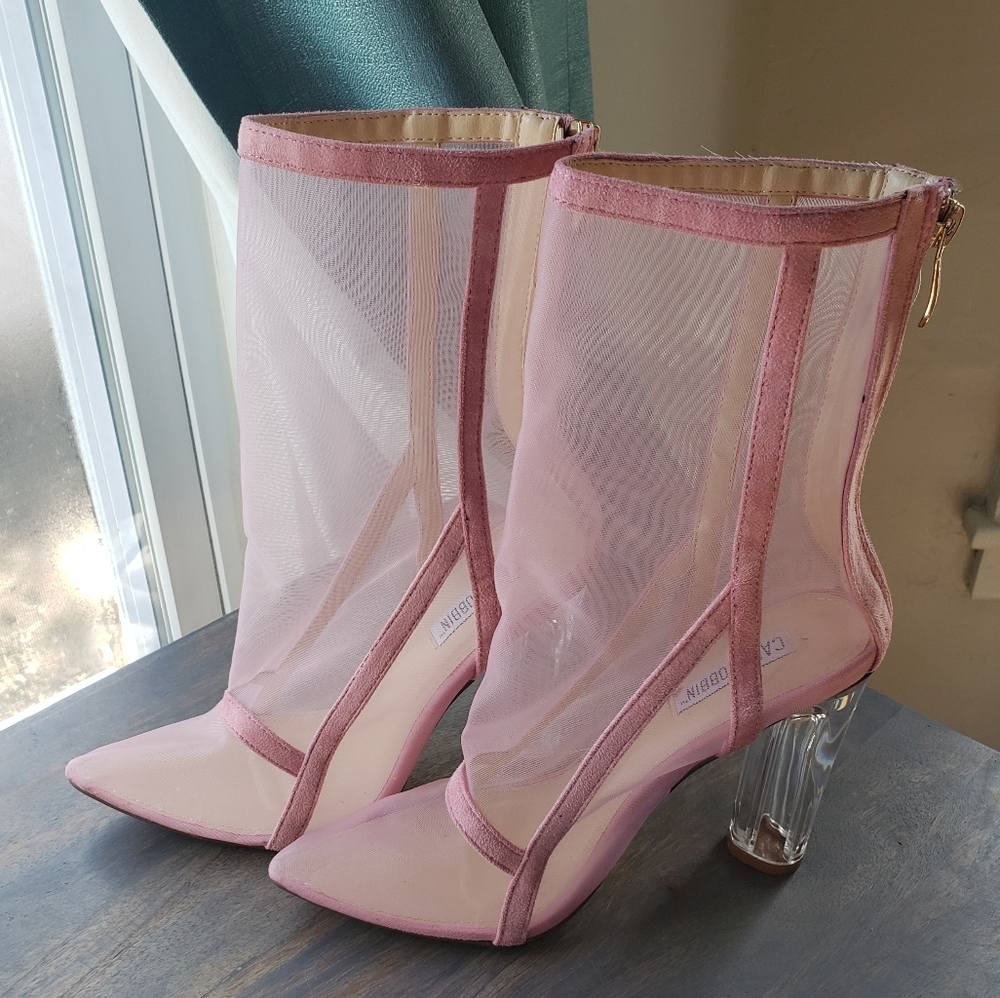 Cape Robin sheer mesh & velvet bootie heels size 8